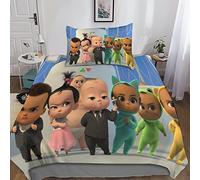 BODAHL Baby Boss Impression 3D Parure De Lit Ensemble 2 Pièces Animation Housse De Couette avec Fermeture Éclair Microfibre Convient Aux Garçons Et Aux Filles Single(135x200cm)
