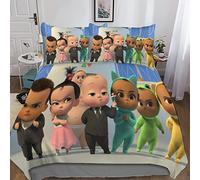 BODAHL Baby Boss Microfibre Parure De Lit Ensemble 3 Impression 3D Animation Housse De Couette avec Taie d'oreiller Convient Aux Garçons Et Aux Double(200x200cm)