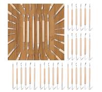 Boddceto Ensemble de 36 Outils de Sculpture sur Argile Outils en Argile Polymère Double Face avec Poignées en Bois Lisses Outils de Poterie