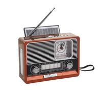 Boddceto Radio Solaire Rétro Vintage Rechargeable par USB, Lecteur MP3, Lampe de Poche, Haut-Parleur, Support Radio-Réveil, Carte USB/TF