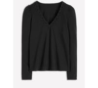 Boden Boden Black Floral Lace V-Neck Top