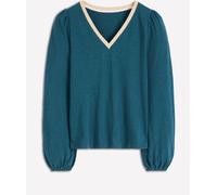 Boden Boden Blue Long Sleeve Metallic Trim Top