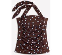 Boden Boden Brown/Blue Spot Kythira Ruched Tankini Top