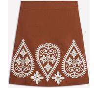 Boden Boden Brown Embroidered Linen Skirt Brown EU 46 Regular (UK 18 R)