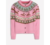 Boden Boden Pink Edie Fair Isle Christmas Cardigan