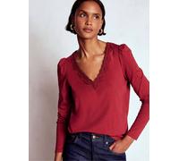 Boden Boden Red Flora Lace V-Neck Top