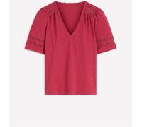 Boden Boden Red Poppy Trim V-Neck T-Shirt