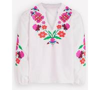 Boden Boden White Embroidered Scallop Dolman Top