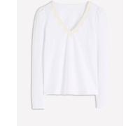 Boden Boden White Floral Lace V-Neck Blouse