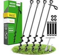 Bodenanker 65 cm, pack de 4 Erdanker Premium Secure version améliorée à visser pour la fixation et la sécurisation des châteaux gonflables, mobil-homes, pavillons et autres objets lourds