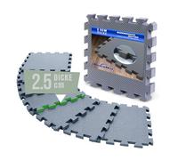BodenMax Tapis de Sol Fitness 2,5cm Épais - Dalles Mousse EVA Antidérapantes 32x32cm avec Bords | Lot de 18 - Gris - 1,84 m² | Tatami Puzzle Protection Sol Musculation, Garage, Piscine, Salle de Jeux
