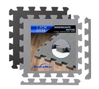 BodenMax Tapis de Sport Epais antidérapant Dalle en Mousse EVA + sous-Tapis antidérapants | 32 x 32 x 1,2 cm Extra ÉPAIS [20% Plus de Protection] | Gris | 12 pièces