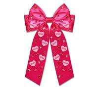Boderier Nœuds à cheveux pour la Saint-Valentin pour femmes et filles, conversation, cœur rose vif, nœuds à cheveux XOXO pour cheveux, cadeaux de Saint-Valentin pour elle