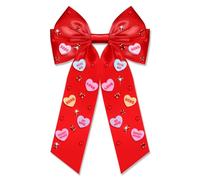 Boderier XOXO Nœuds à cheveux pour la Saint-Valentin pour femmes et filles avec cœur en bonbon pour conversation, cadeaux de Saint-Valentin pour elle (cœur de conversation rouge)