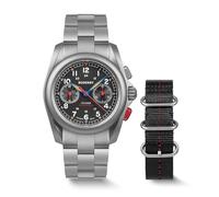 BODERRY Chronographe en titane pour homme, montre mécanique automatique, cristal saphir, étanche à 200 m, Voyager, Gris, Bracelet