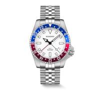 BODERRY Montre de plongée automatique en titane étanche à 200 m avec mouvement automatique GMT et bracelet en titane - Amiral, blanc, Bracelet