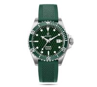 BODERRY Montre de plongée automatique pour homme, mouvement japonais, boîtier en titane, cristal saphir, étanche à 100 m, Super-LumiNova suisse, couronne vissée, Vert, Sangle