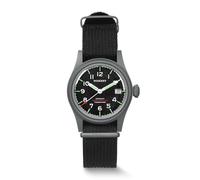 BODERRY Montre homme 38mm titane, automatique, militaire, fonction jour/date, étanche 100M, bracelet en nylon, mouvement japonais NH35 et couronne à vis - LANDMASTER, Noir , Moderne