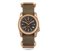 BODERRY Montre Militaire Automatique en Bronze pour Homme 40 mm Fonction Date Étanche jusqu'à 100 m Bracelet en Cuir véritable Mouvement mécanique Japonais et Couronne vissée, Noir, Sangle