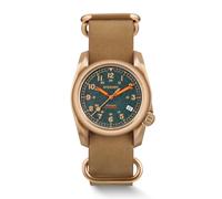 BODERRY Montre Militaire Automatique en Bronze pour Homme 40 mm Fonction Date Étanche jusqu'à 100 m Bracelet en Cuir véritable Mouvement mécanique Japonais et Couronne vissée, Vert, Classique