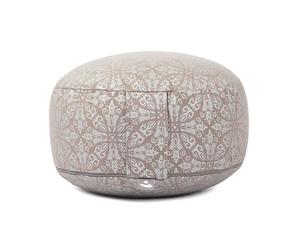 Bodhi Coussin de méditation RONDO | Housse amovible 100% coton | Rembourrage bio en épeautre | Hauteur 14-20 cm | Sangle de transport pratique | Collection Maharaja (RAJA/taupe-argent)
