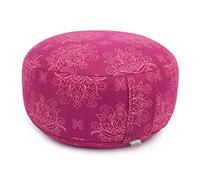 Bodhi Coussin de méditation Rondo | Housse Amovible en 100% Coton | Coussin de Yoga Garni d'épeautre Bio | Hauteur 14-20cm | Sangle de Transport Pratique | Collection Maharaja (Lotus, Berry)