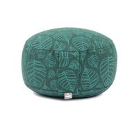 Bodhi Coussin de méditation Rondo - Housse amovible en 100 % coton - Rembourrage en épeautre bio - Hauteur 14-20 cm - Dragonne pratique - Collection Maharaja (Bodhi Leaves/vert profond)