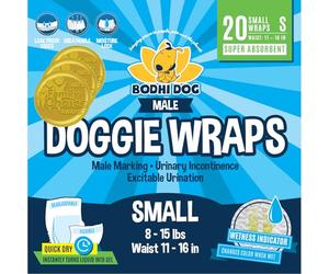 Bodhi Dog Lot de 20 Couches jetables pour Chien mâle | Ajustement Super Absorbant et étanche | Bandages d'urine réglables de qualité supérieure avec contrôle de l'humidité et indicateur d'humidité |