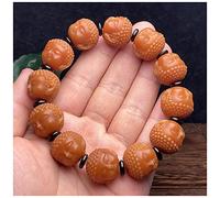 Bodhi Jaune patiné, Statue de Bouddha sculptée, Perles de prière Bouddhiste, Chapelet, Bijoux en Bois