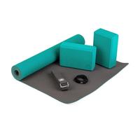 Bodhi - Kit yoga complet pour débutants FLOW avec tapis de yoga, brique et sangle (pétrole)