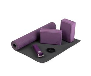 Bodhi - Kit yoga complet pour débutants FLOW avec tapis de yoga, brique et sangle, violet