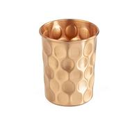 Bodhi - Lot de 2 gobelets en cuivre pur - Ayurveda - Volume : 250 ml - Gobelet à eau avec finition design - Gobelet en métal durable - Motif diamant (martelé)