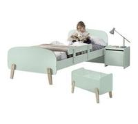 BODHI MINT - Lit 90x200cm avec Barrière + Chevet + Coffre - Altobuy Vert G