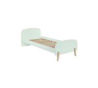 BODHI MINT - Lit 90x200cm Vert Menthe et Bois Sommier Intégré -