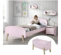 Lit 90x200cm + Chevet + Coffre + Etagères - BODHI PINK - ALTOBUY Rose G