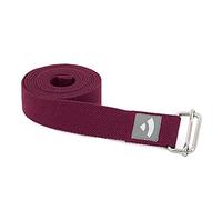 Bodhi Sangle de yoga Asana - 100 % coton - Accessoire pratique pour l'étirement - Sangle de yoga avec boucle coulissante en métal - Pour débutants et confirmés - 250 x 3,8 cm (aubergine)
