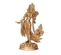 Bodhi Statue de Tara blanche debout Jaune doré Laiton env. 13 cm