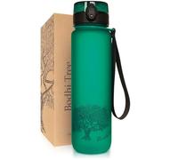 Bodhi Tree Gourde 1L avec Bouchon Hygiénique et Clip de Sécurité, Gourde Sport Durable et Légère, Ouverture 1 Clic, Filtre sans Goût ni Odeur, Gourde Écologique pour Activités Extérieures, Vert
