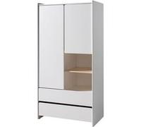 BODHI WHITE - Armoire 2 Portes 2 Tiroirs Blanche et Bois - VIPACK Blanc G