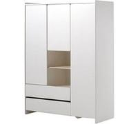 BODHI WHITE - Armoire 3 Portes 2 Tiroirs Blanche et Bois