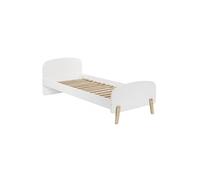 BODHI WHITE - Lit 90x200cm Blanc et Bois Sommier Intégré -