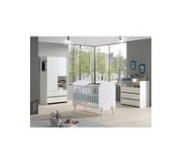 BODHI WHITE - Lit Bébé 60x120cm + Pack Commode + Armoire 2P -