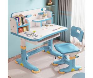 Bodhi2000 Ensemble bureau et chaise pour enfants, petit bureau, bureau debout, hauteur réglable avec tiroirs et rangement, plusieurs séparations, motif dessin animé, ensemble d'apprentissage pour