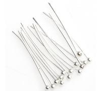 Bodhi2000 - Lot de 100 broches argentées à tête sphérique pour fabrication de bijoux et loisirs créatifs, Cuivre, Silver, 40 mm