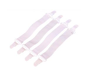 Bodhi2000 Lot de 4 attaches élastiques pour drap de lit, matelas - Idéal pour les housses de planche à repasser - Blanc