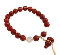 BODHIS Bracelet, Bracelet de Richesse Bracelet en Agate Rouge du Sud Pendentif WU Lou/Calebasse Bracelet Porte-Bonheur pour