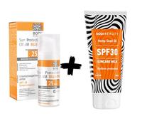 BODI BEAUTY Duo Solaire Quotidien - Crème solaire visage SPF 25 50 ml + Crème solaire corps SPF 30 150 ml - UVA/UVB & IR, Venuceane, panthénol, monoï & beurres - Hydratation, base maquillage