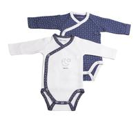 Bodies bébé à manches longues lot de 2 blanc/bleu NAISSANCE(50CM)