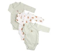 Sauthon Body bébé manches longues coton Lot de 3 Botanica vert/blanc Naissance 50 cm