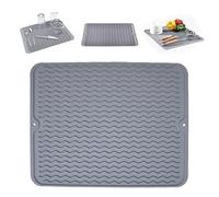 Bodiiwuliu 30 * 40cm Tapis égouttoir Vaisselle Antidérapant, Tapis Egouttoir Vaisselle Silicone, Caoutchouc à Structure Rainurée, Résistant À la Chaleur et Antidérapant, Facile à Nettoyer(Gris)